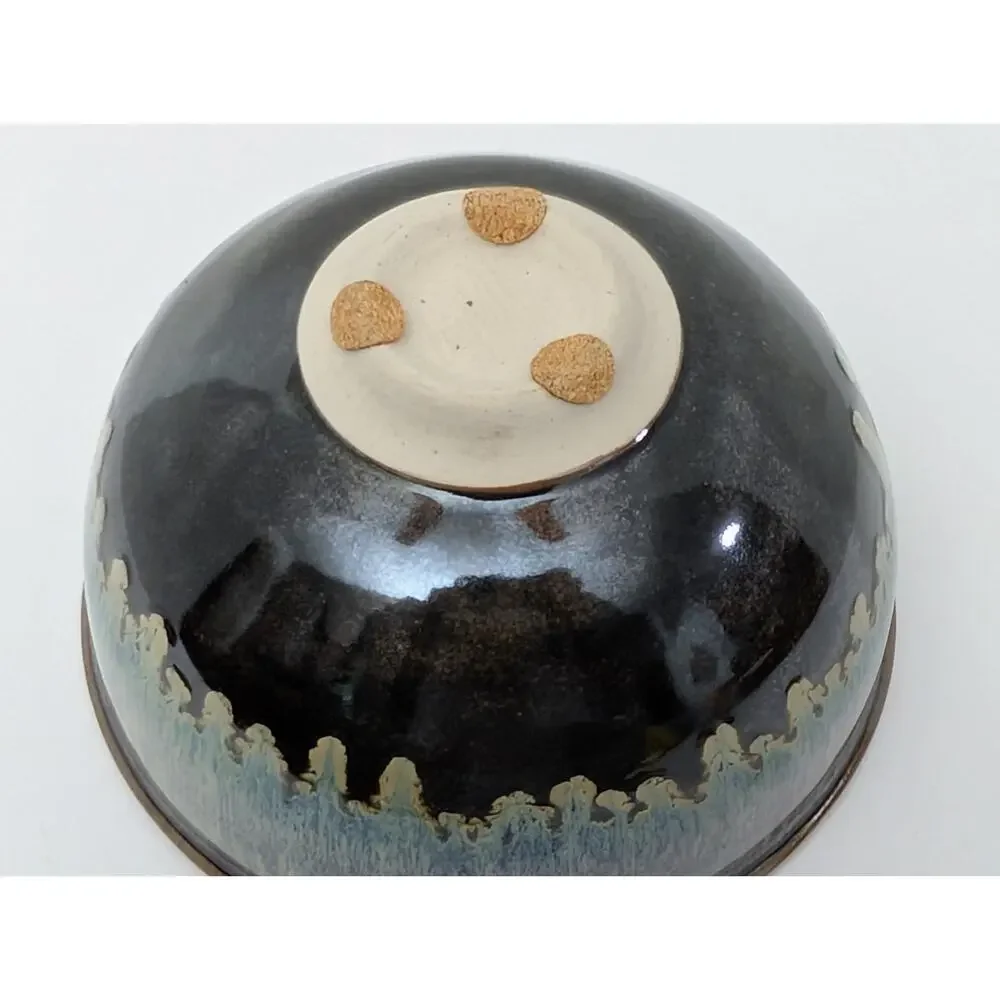 Bill Campbell Pottery Drip Glaze Ceramic Bowl Swirl Interior Art Studio Piece